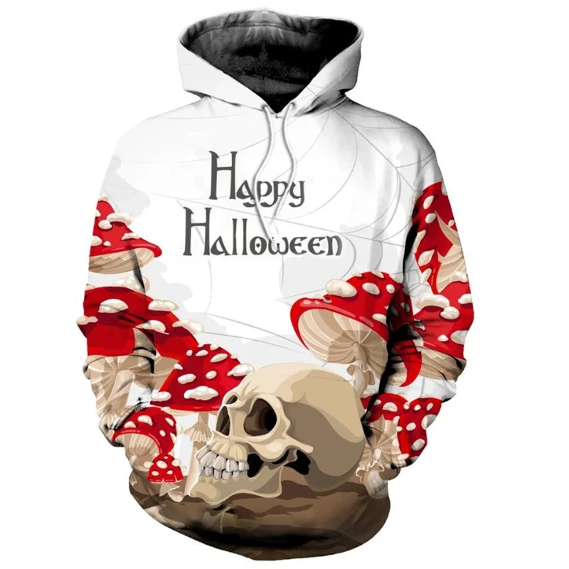 

New Fashion Hoodie Halloween Mushroom Skull 3D Print Sweatshirt Oversized Unisex Harajuku Casual Sweatshirts
