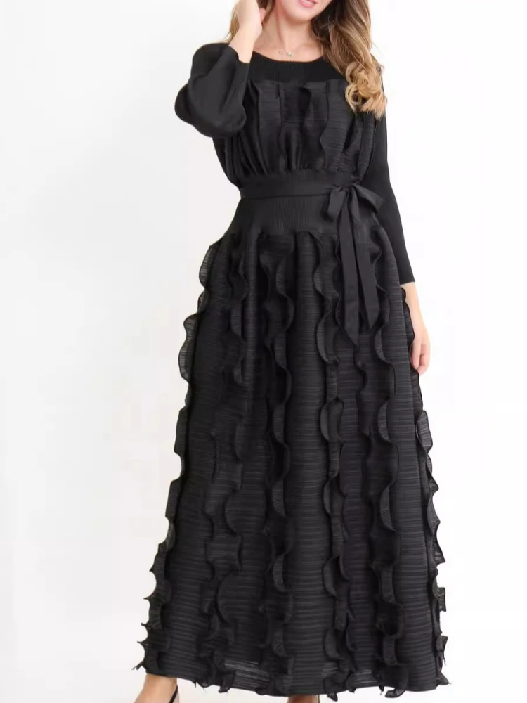 EGRM Miyake Плиссированное дизайнерское платье с оборками для женщин Роскошная юбка