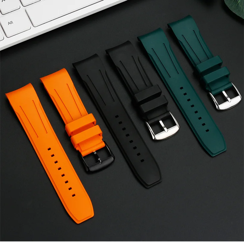 Ремешок резиновый для часов IWC Longines Mido Rolex Water Ghost Tissot Omega Arc Mouth VITON мужской браслет 20