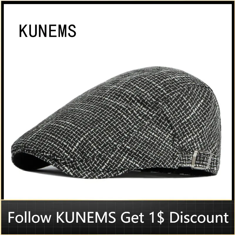 

Модный берет KUNEMS с имитацией конопли, ретро, клетчатые кепки газетчика для мужчин, Повседневная плоская кепка, шапка для папы, кепки унисекс