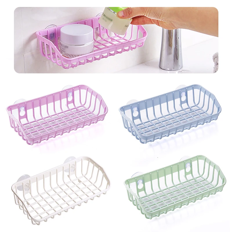 

Simple Sink Drain Basket Kitchen Storage Rack with Suction Cup Bathroom Shelf Home Decoration Organizer Kitchen Gadgets
