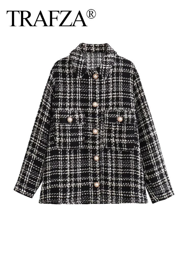 

Куртка женская повседневная в клетку, с карманами, Осень-зима