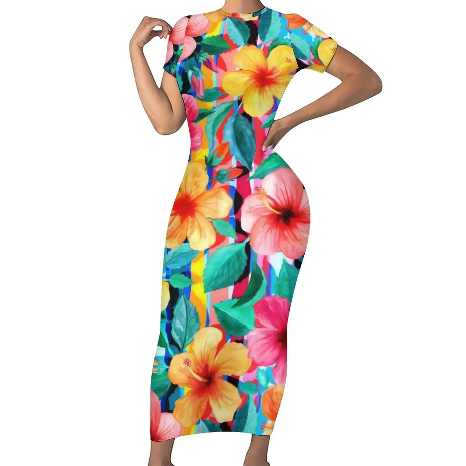 

Женское платье-макси с цветочным принтом