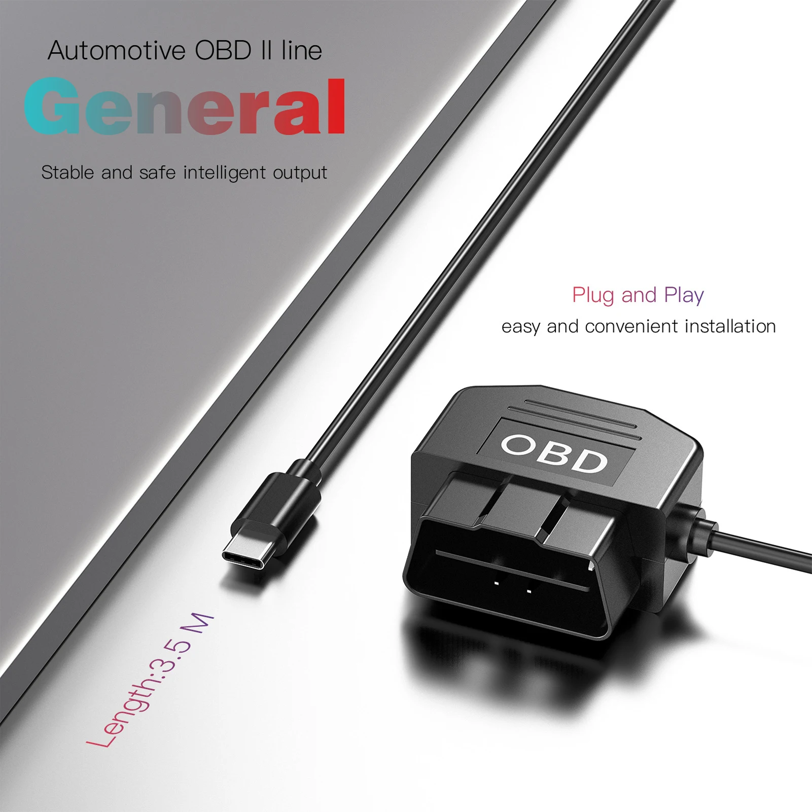 Фото OBD To Type C Зарядное устройство Кабель питания для видеорегистратора Автомобильный видеорегистратор 24 часа Автомобильные аксессуары для парковки 15 Вт Защита аккумулятора №3