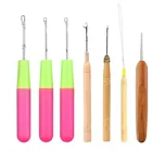 1 шт.лот пластиковые спицы для вязания крючком, инструменты для наращивания волос с перьями, крючок для парика, спицы для вязания волос, спицы для вязания крючком