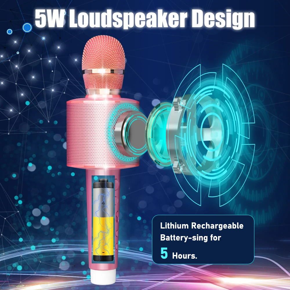 Беспроводной микрофон для караоке Bluetooth с голосовым преобразователем и