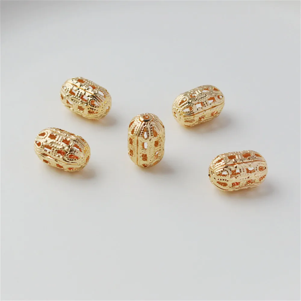 

1pcs 14k gold Hollowed out peanut bucket beads 9*14mm ornaments Loose beads diy bracelet necklace accessories