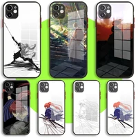 liquid tempered glass case for iphone 13 11 12 mini pro max xs xr x 7 8 6 plus se2 silicone cover rurouni kenshin anime art