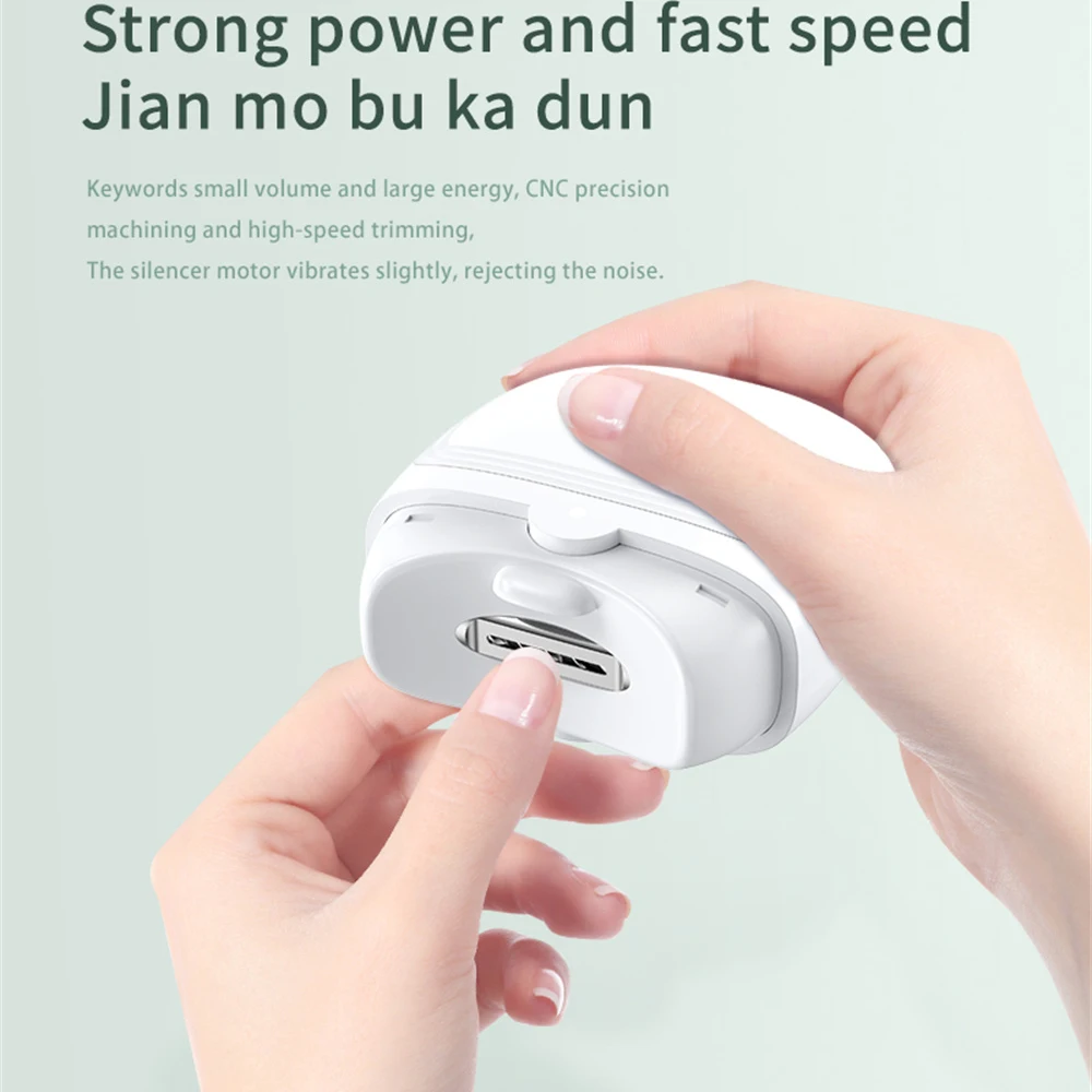 

USB Electric Nail Clipper Cutter With LED Light 2-speed Automatic Nail Grinder Trimmer Baby Anti Pinch Adult Mini Manicure Tools