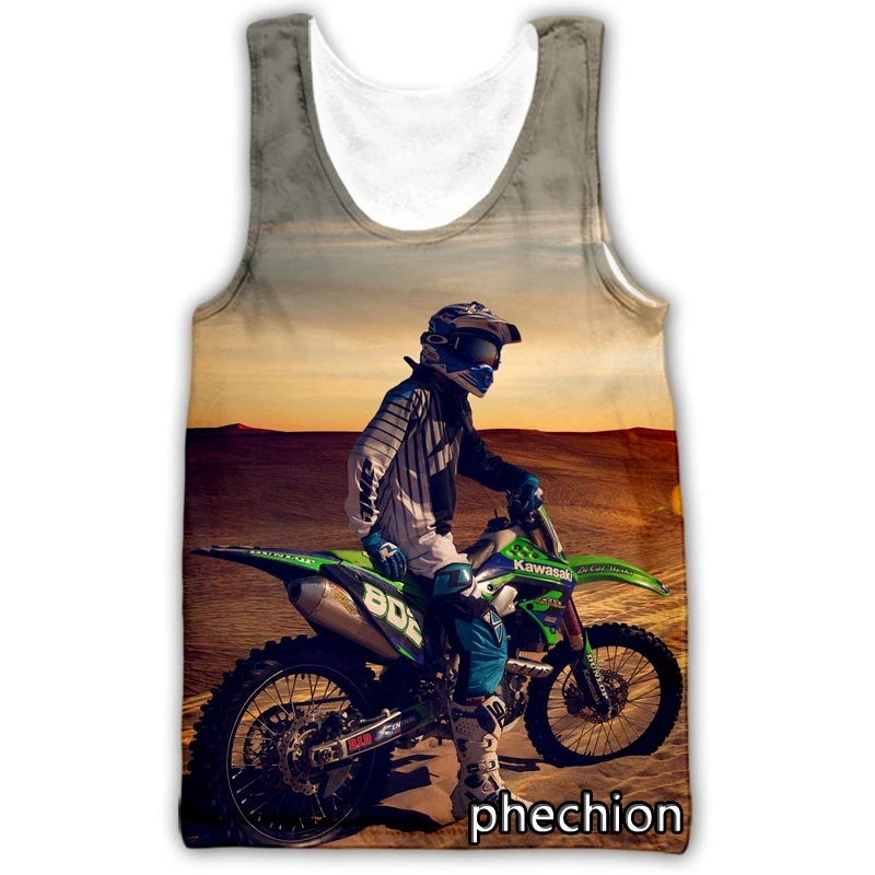 

phechion New Fashion Men/Women Motorcycle Motocross 3D Printed Sleeveless Vest Streetwear Men Loose Sporting Tank Tops A51