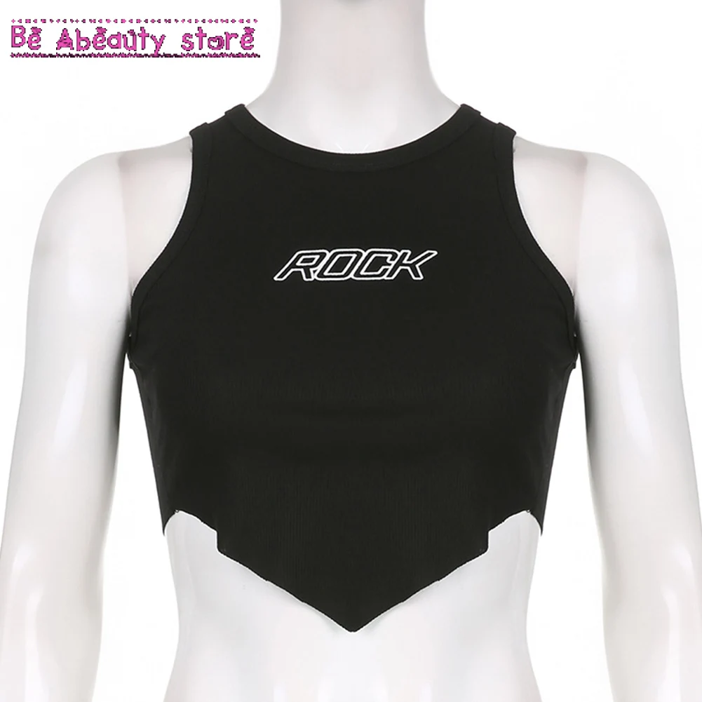 

Асимметричный шарф Y2k, Майки с принтом, трикотажный мини-жилет без рукавов с круглым вырезом, Женская винтажная Спортивная Базовая летняя фу...