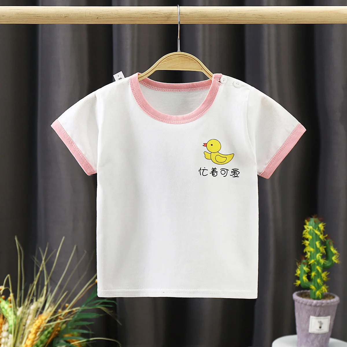 

Summer Duck Pattern Short Sleeve Children's T-shirt Cotton Baby Boy's Top Little Girl's Thin Casual Clothes