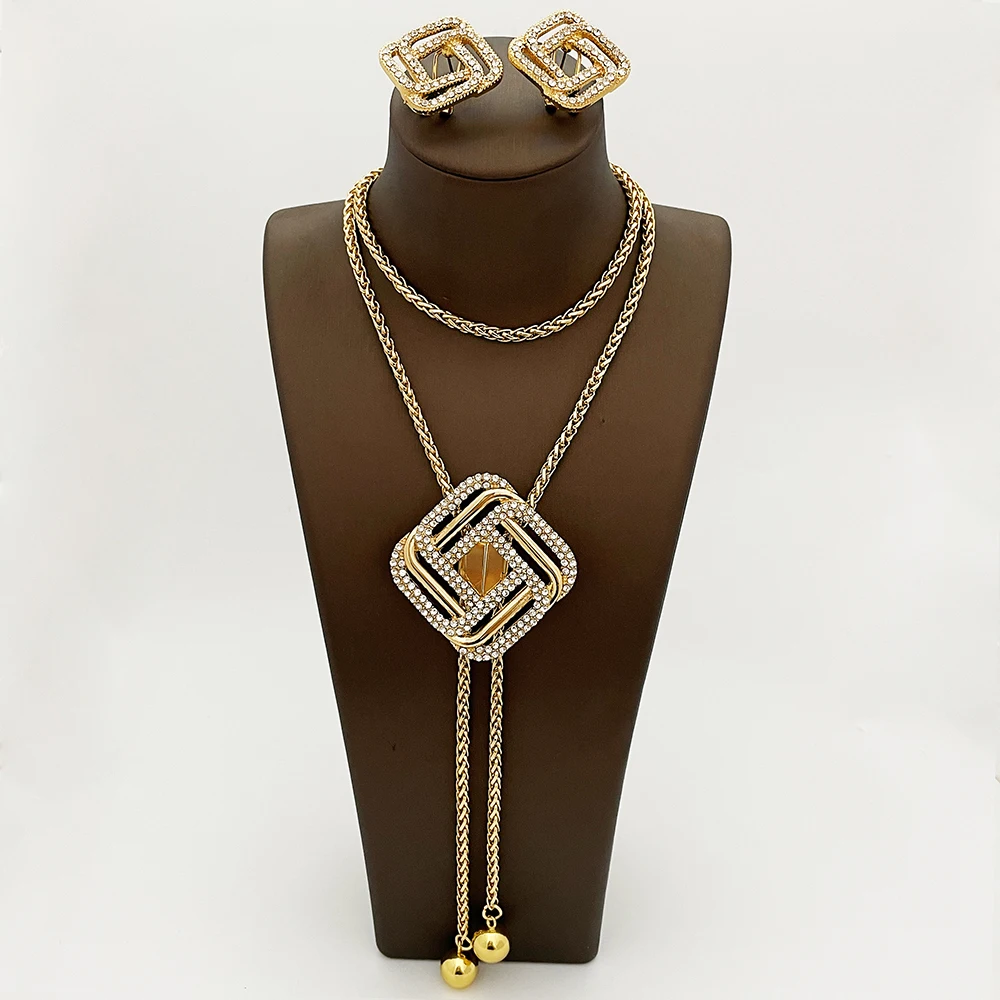 

Jewelry Set Luxury Gold And Sliver Color Earring Pendant Wedding Party Jewelry