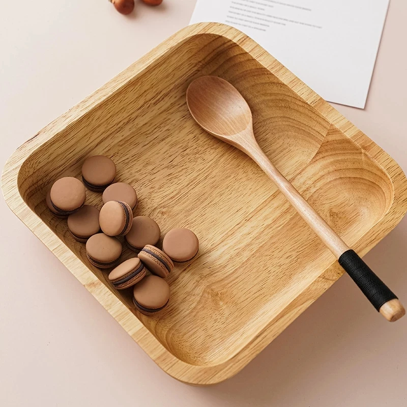 

Rubber Wood Salad Bowl Storage Pan Plate for food Saucer Tea Coffee Dessert Dinner Bread Fruit Dishes