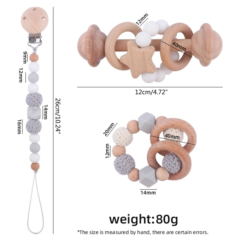 

BX0D 3 шт./компл. подарок новорожденному ребенку девочке мальчику для душа Детские клипсы для соски и бриллиантовый браслет силиконовые бусин...