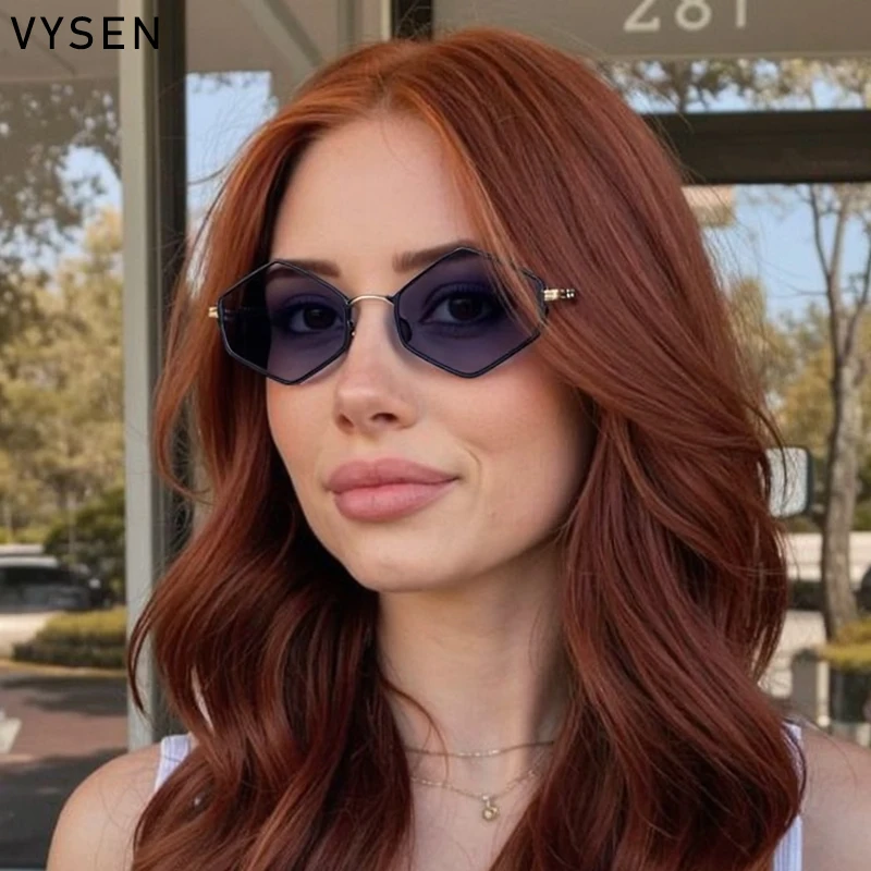 Винтажные многоугольные солнцезащитные очки в металлической оправе стиле панк