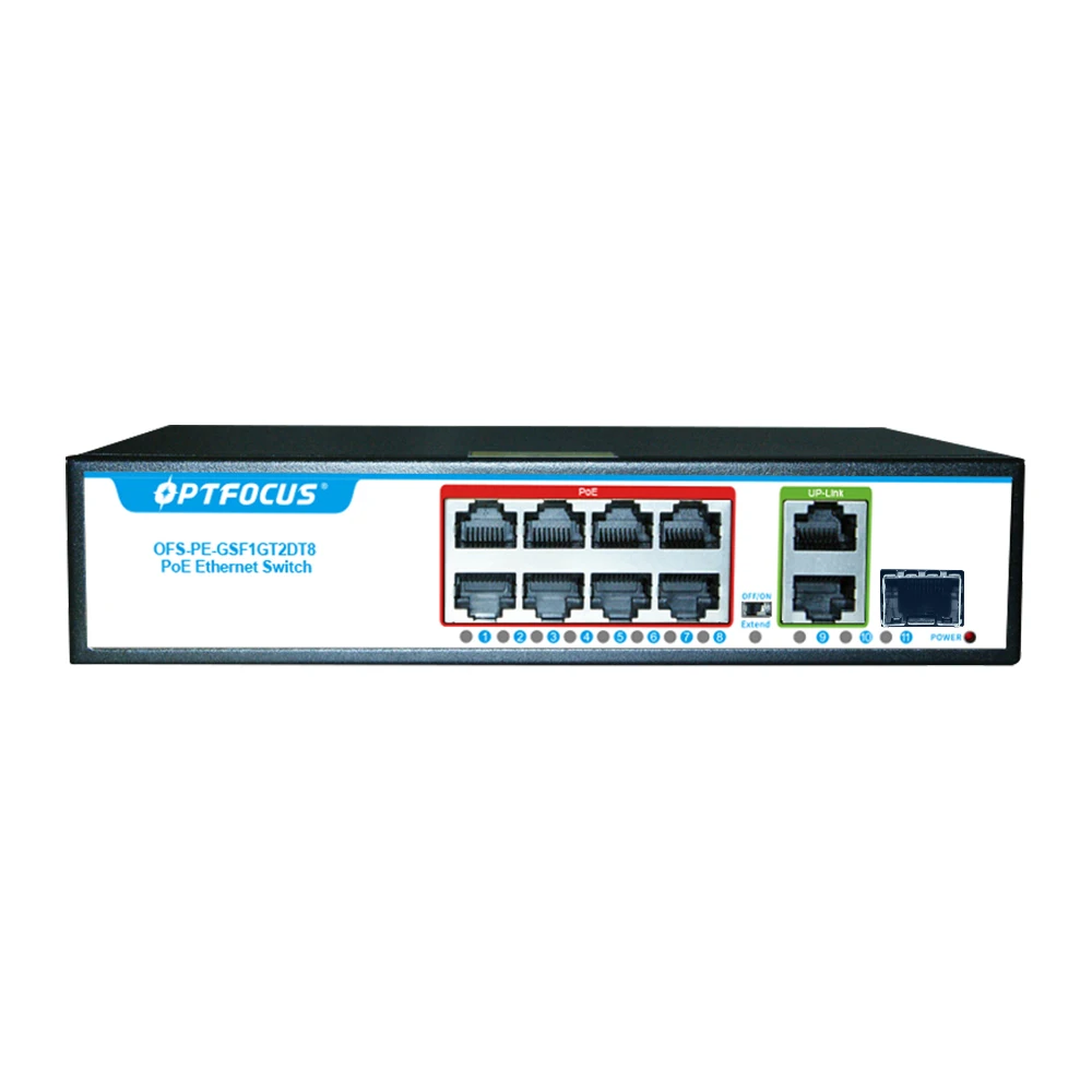 

OPTFOCUS Best Buy SFP PoE+ 4 Port 8 Port Gigabit Switch Uplink 802.3af 100Mbps 250Meter Unmanaged Small POE Switch
