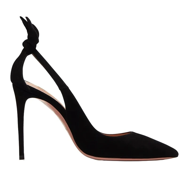 Black High Heels Women Pumps 10Cm Sexy Pointed Toe Shallow Stiletto Temperament Suede Office Dress Party Shoes Spring Autumn