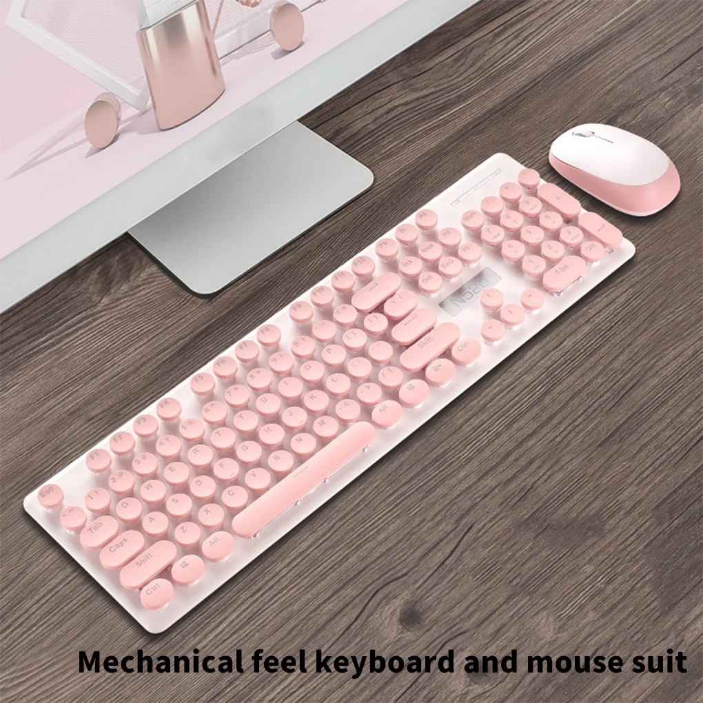 

Клавиатура Механическая игровая беспроводная, модный набор с клавиатурой и мышью в стиле панк для ноутбука, для дома, гостиной, спальни, офиса