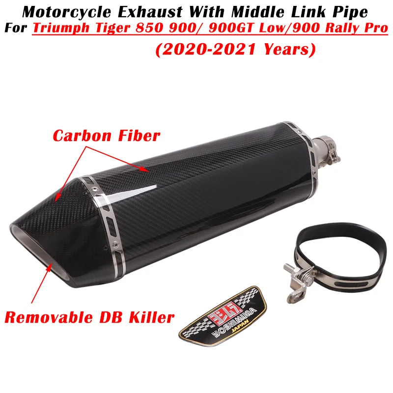 

Motorcycle Exhaust Escape Modified Carbon Fiber Muffler With Middle Pipe For Triumph Tiger 850 900 GT Low Rally Pro 2020 2021