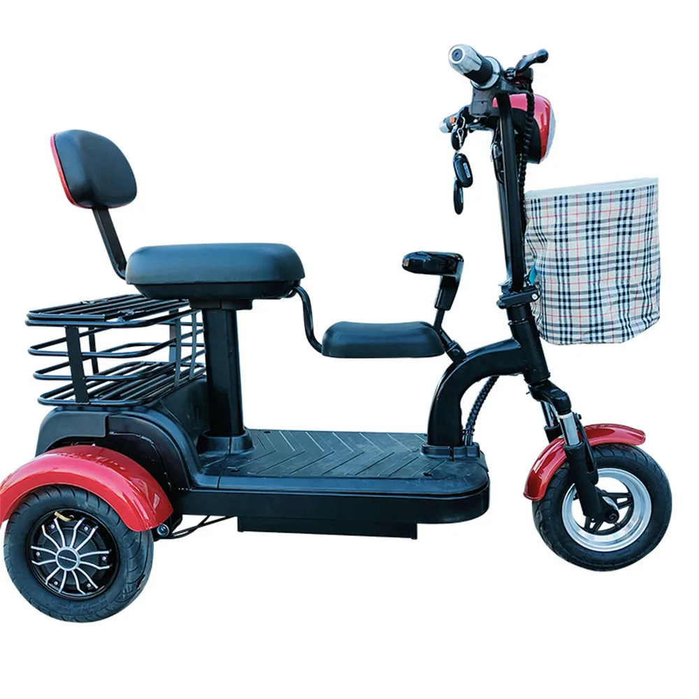 

High Power Electric Tricycle Folding Electric Trike Can Carry 2 People 12 Inch Tire Have Brush Motor