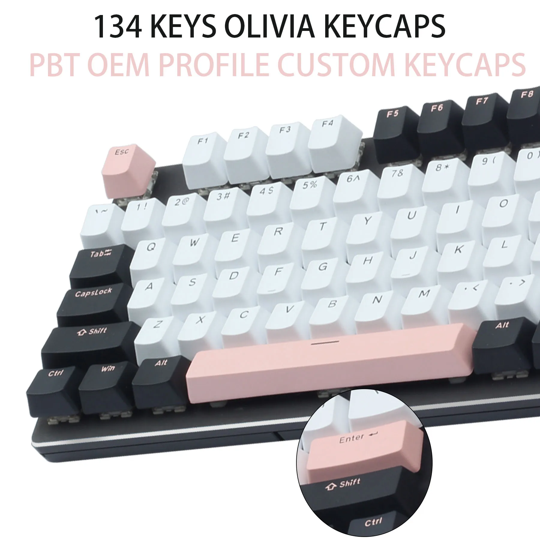 

GMK Olivia Keycap PBT Double Shot OEM Profile Black White Keycaps 134 Keys/Set Cherry MX Switches Mechanical Keyboard Keycaps