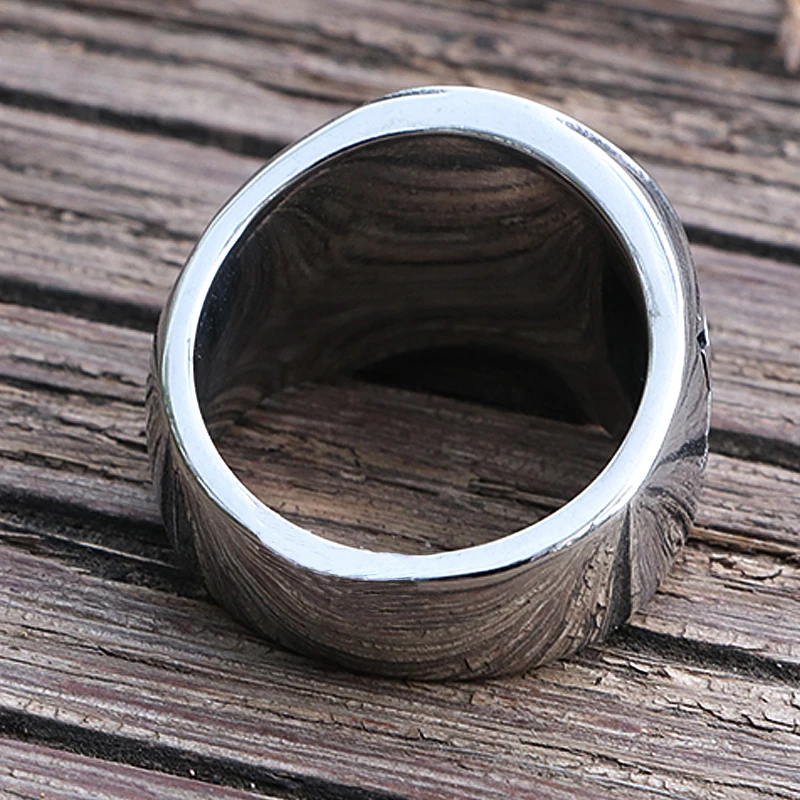 Готическое кольцо с козой пентаграммой сатанинское мужское из нержавеющей стали