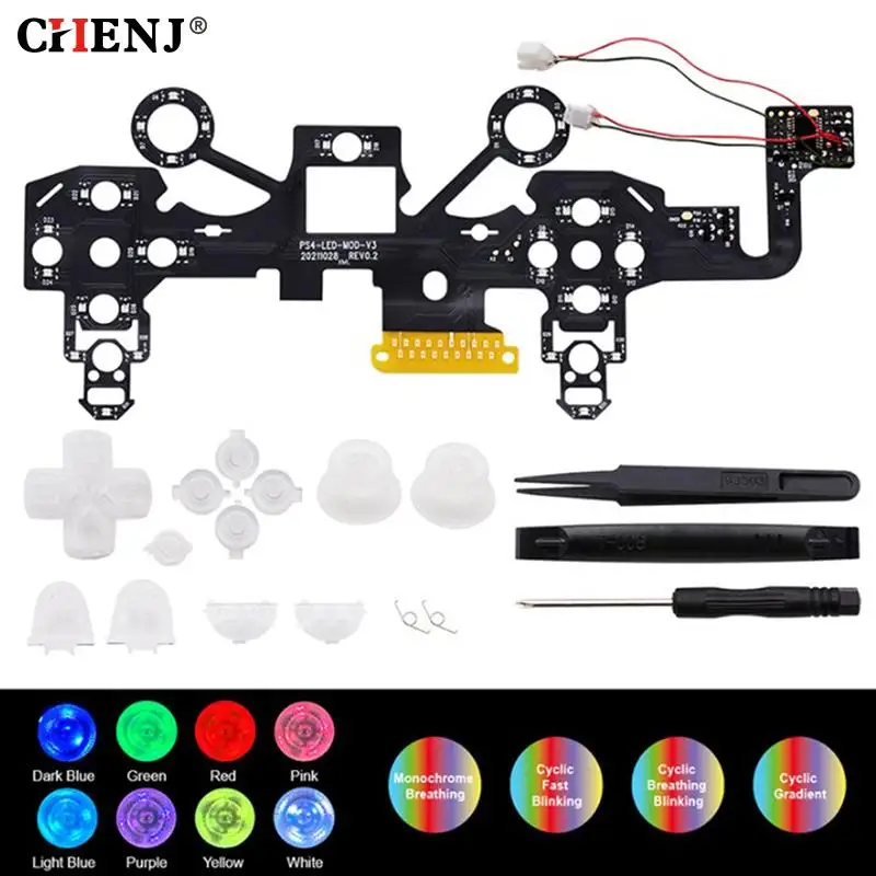 

DIY Wireless Game Controller Light Board LED Gamepad Luminous Panel Repair Parts Set Game Accessories Replacement for PS4