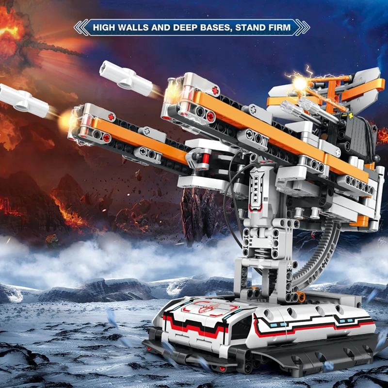 

Technical RC Space Antiaircraft Gun Building Block Remote Control Tracked Stunt Vehicle Bricks Sets Children Toys Boys Gifts