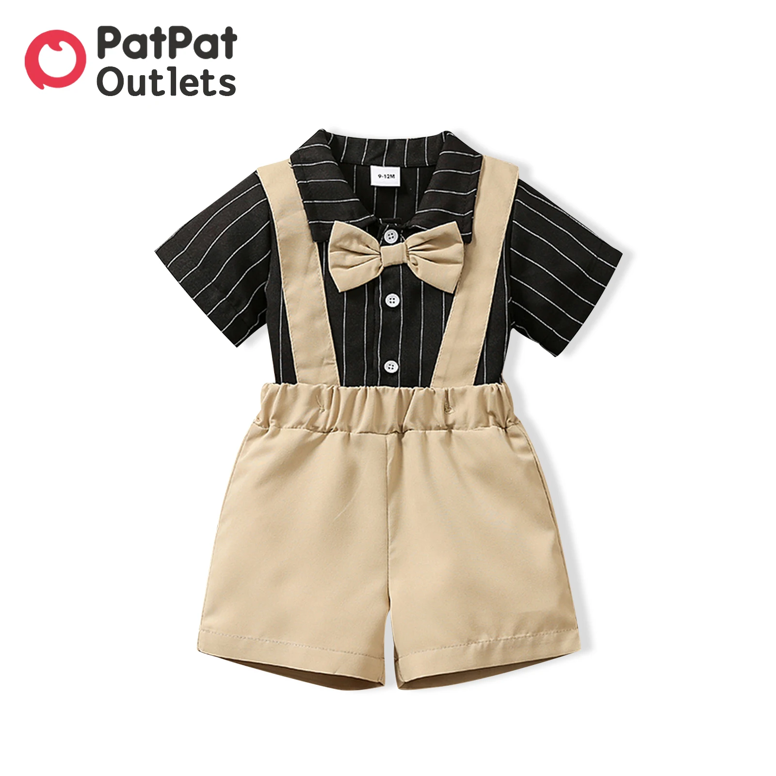 

PatPat 2pcs Baby Boy Party Outfits Newborn Clothes New Born Baby Items Bow Tie Short-sleeve Shirt and Solid Suspender Shorts Set