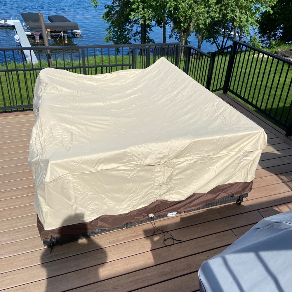 Фото Patio Furniture Covers,Outdoor Furniture Cover Waterproof,420D Rectangular Patio Heavy Duty Table Cover Outdoor Dining Table №5