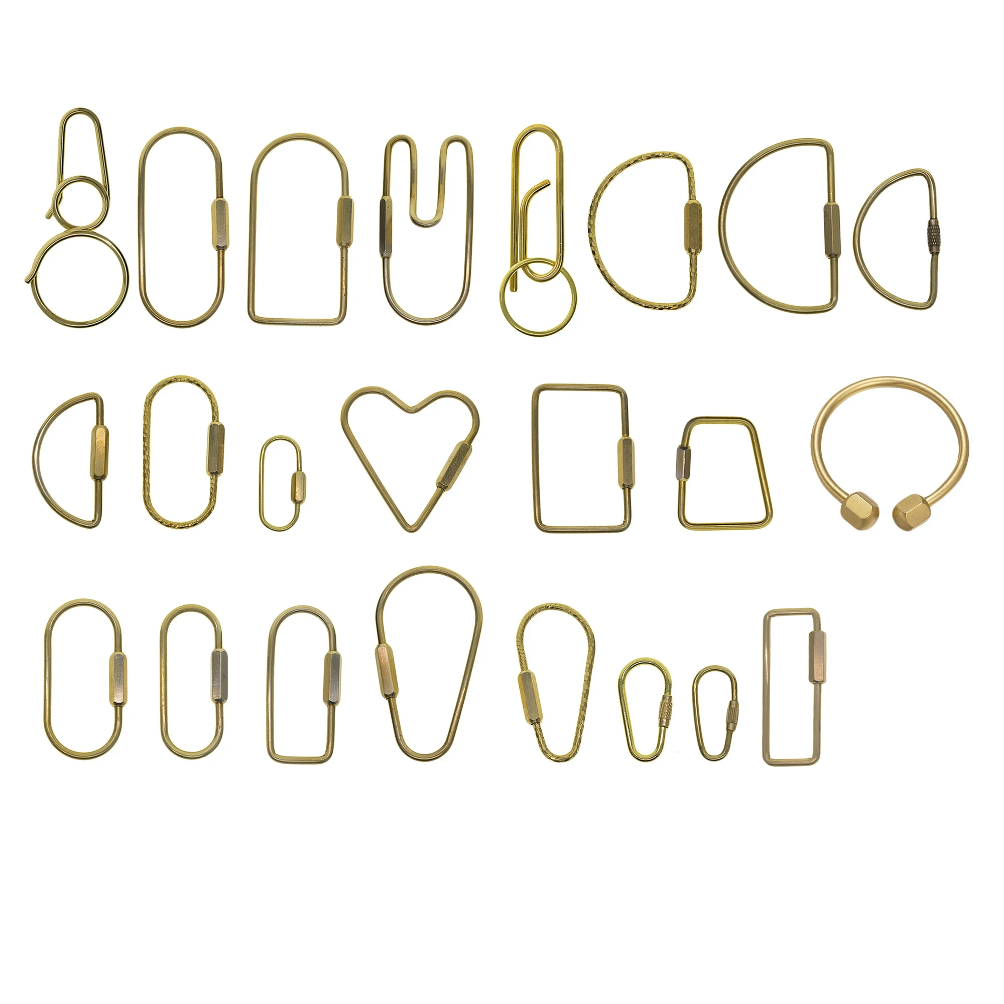 Заказ на заказ из твердой латуни 40P и 30 г винтовой замок карабин кольцо для ключей