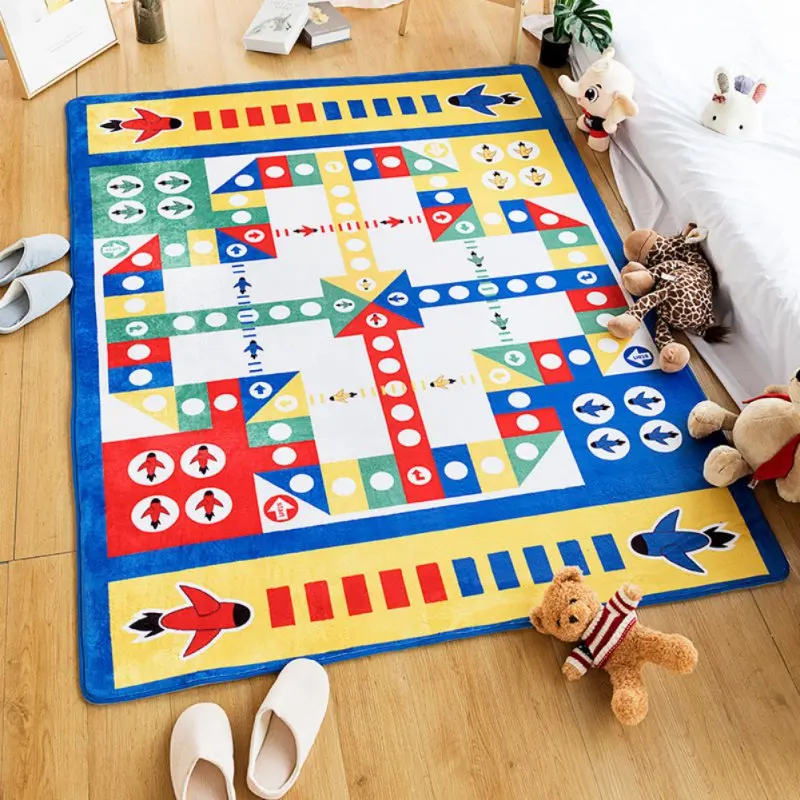 

Flying Chess Board Jumping Plaid Carpet Living Room Children'S Educational Adventure Play Mats Boy Bedroom Bedside Anti Slip Rug