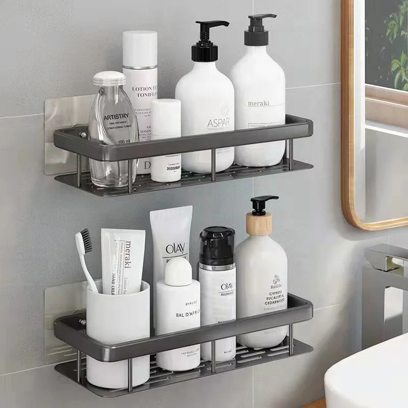 

Punch-Free Wall-mounted Bathroom Storage Rack Shelf Bathroom Storage Rack For Kitchen Toiletries Household Drop Shopping K120