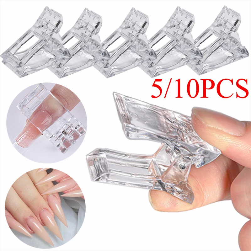 Transparent Acrylic Nail Clip 5/10PCS Quickily Building Tips Clips Finger Nail Gel Polish Extension UV Lamps Manicure Art Tools