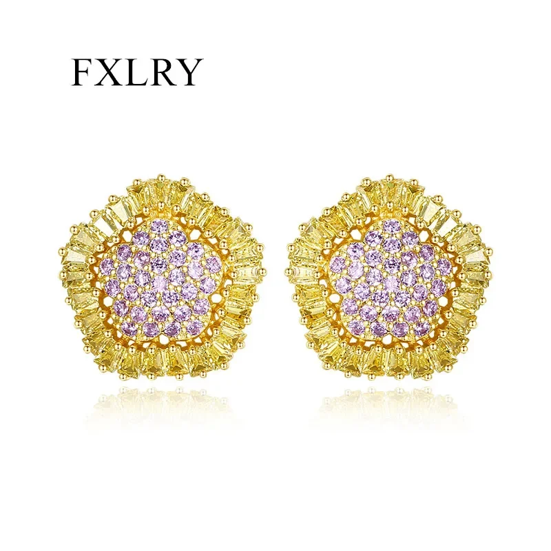 FXLRY новые креативные модные белые/золотые серьги с инкрустацией цирконом женские