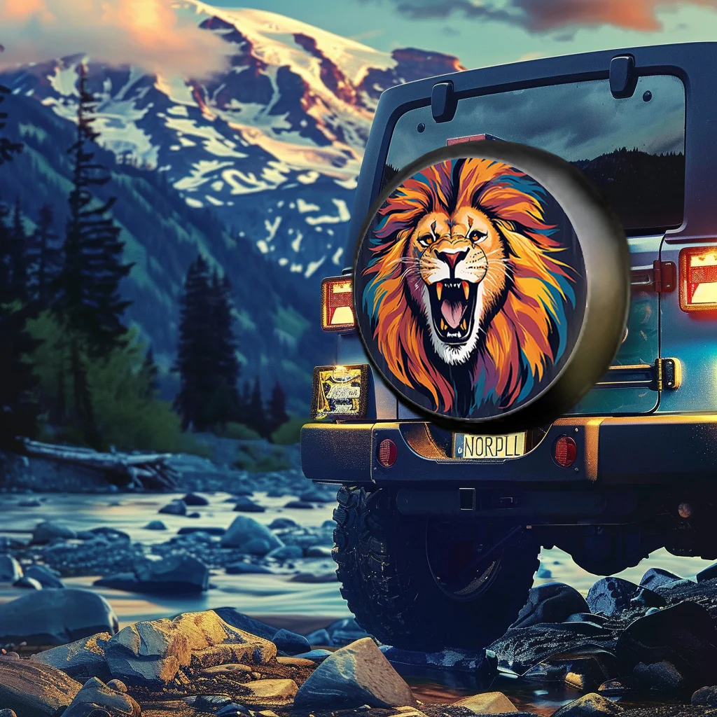 Фото Чехол для автомобильного покрышка с дизайном Wild Lion — высокоэластичный, подходит для размеров 24/26/28/30/32/35/38/40 дюймов, устойчивый к разрыву и трению. №3