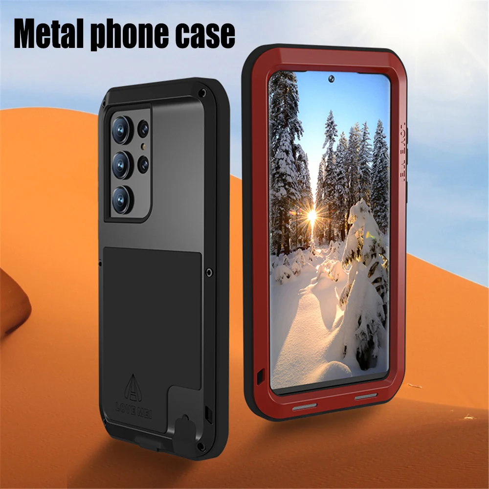 

Heavy Armor Metal Aluminum Silicone Protection Cover For Samsung Galaxy S23 Ultra 2023 Case Shockproof Phone Cases Coque Fundas