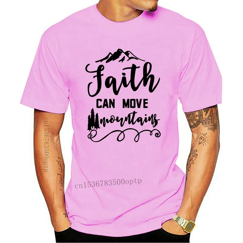 

Faith Can More Mountains Casual Women Short Sleeve O Neck Grey T Shirts Custom Special Print Tee Shirt