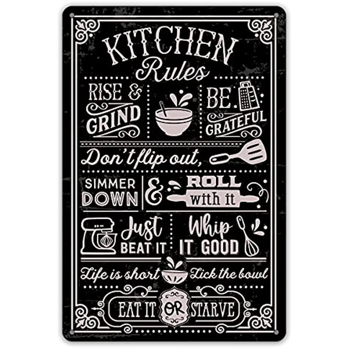 

Funny Kitchen Quote Metal Tin Sign Wall Decor Kitchen Rules Sign for Home Kitchen Coffee Shop Decor Gifts