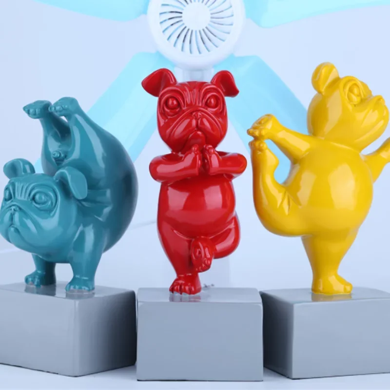 

Полимерная скульптура для йоги, собаки, ремесла, скандинавский Французский бульдог, статуя, креативное искусственное украшение для дома