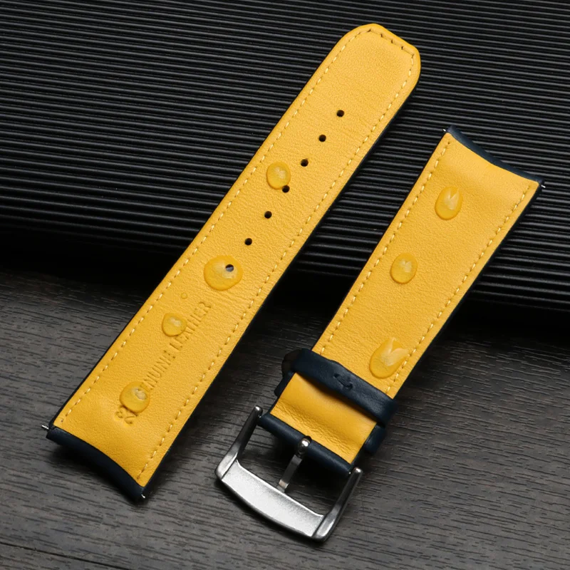 22mm 23mm Blue color Genuine Leather Watchband Strap Men's Watchband For Citizen AT8020-54L/JY8078 with folding buckle bracelet