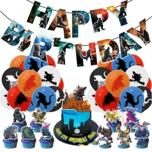 

Dinosaur Party Set Birthday Themed Party Decoration Banner Godzilla Themed Party Pull Flag Balloon Cake Insert 2022 new