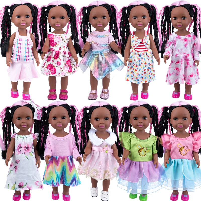 

14 Inch Doll Children‘s Change Doll New Pink Black Braided Rebirth Doll 35cm Simulated American Girl Doll