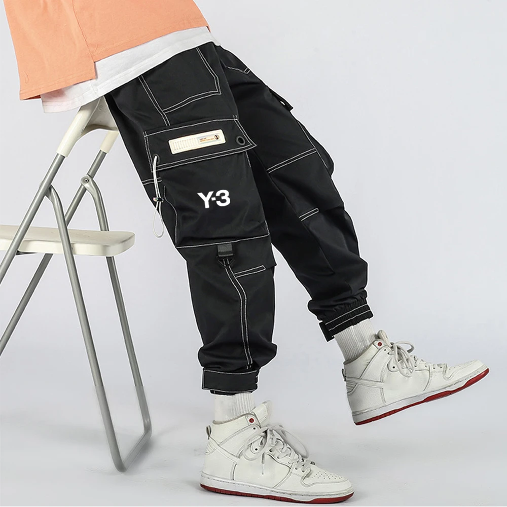 Spring Pants Men's Fashion Brand Multi-Pockets Hip Hop Loose Ankle-tied Pants Cool Comfortable T-shirt Short Sleeve Tank Top images - 6