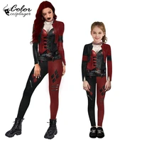 color cosplayer hallowen matching outfit 3d digital printed cosplay costume parent child sexy whole costume bodysuit zentai suit