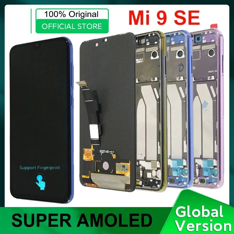 

AMOLED-дисплей 5,97 дюйма для Xiaomi Mi 9 SE, ЖК-экран со сканером отпечатков пальцев, 10-дюймовый сенсорный дисплей для Xiaomi Mi9 SE, Mi 9SE, M1903F2G