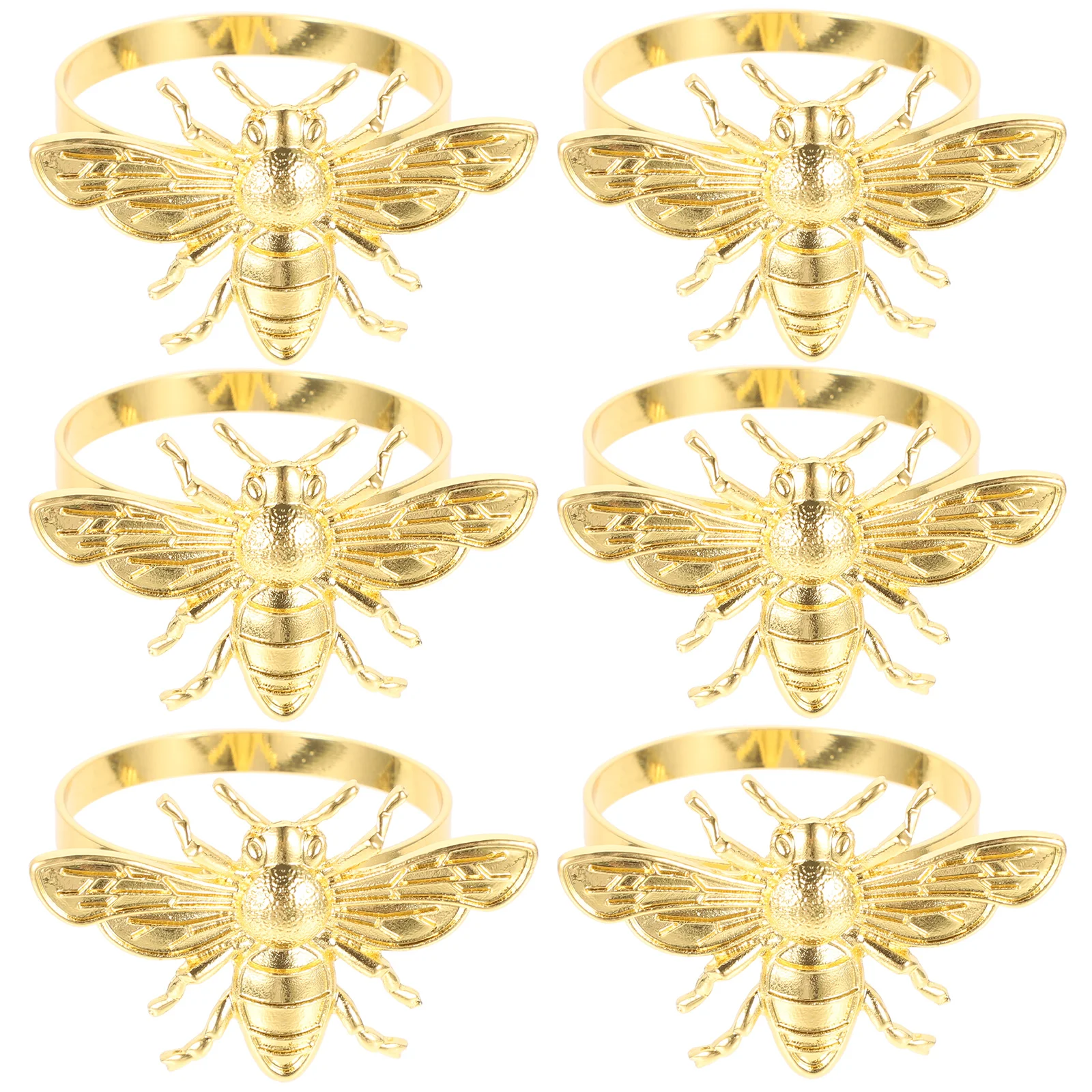 

6pcs Napkin Rings Bee Shaped Napkin Metal Holders Alloy Napkin Rings for Party Decoration
