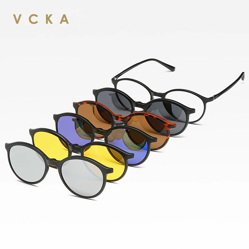 VCKA-gafas de sol con Clip magnético para hombre y mujer, anteojos de lectura + 1,0 ~ + 4,0 dioptrías graduadas, antirayos azules, Clip de cinco piezas