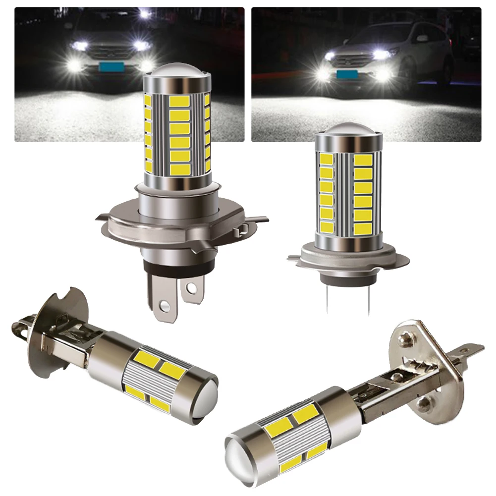 

1x H4 H7 H1 H3 Car LED Headlight Fog Light 5630-33SMD Super Bright Fog Lamp Universal 6000K Car Lights Accessories